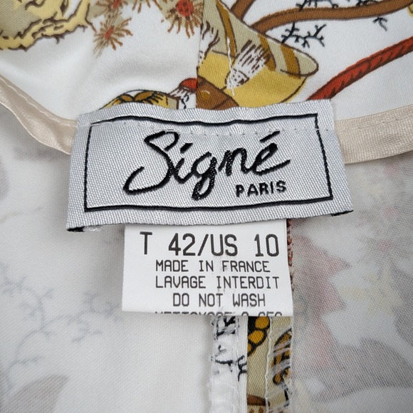 Signé Paris Women's French Designer Print Pants Capris Trousers Size 10 White - Picture 5 of 11